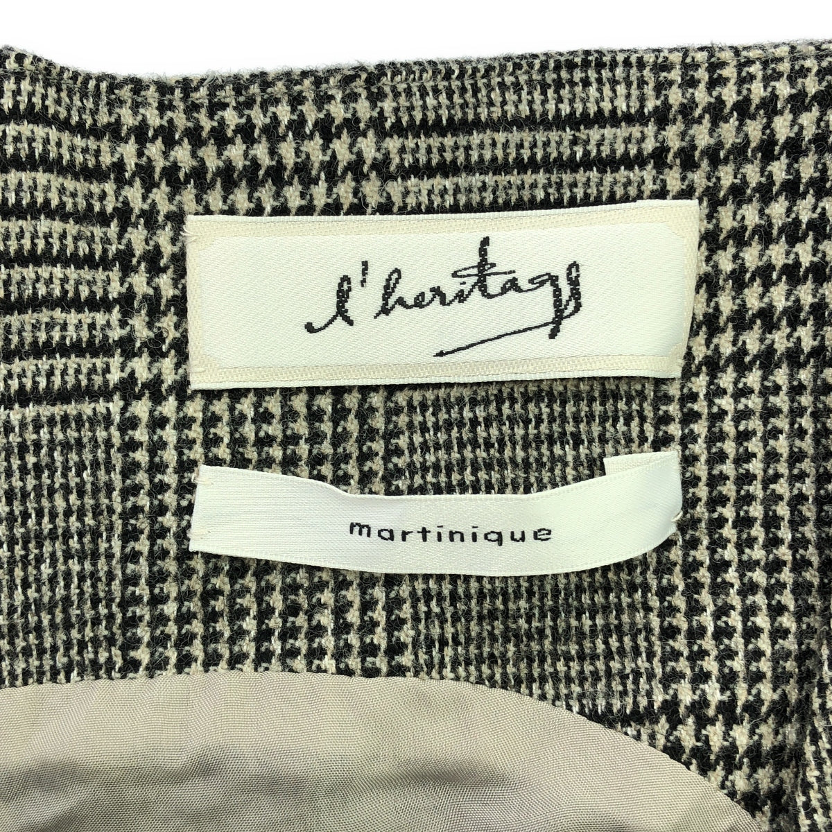 l'heritage martinique / レリタージュ マルティニーク | ウール混 格子柄 ノースリーブ ワンピース | F | ブラック | レディース