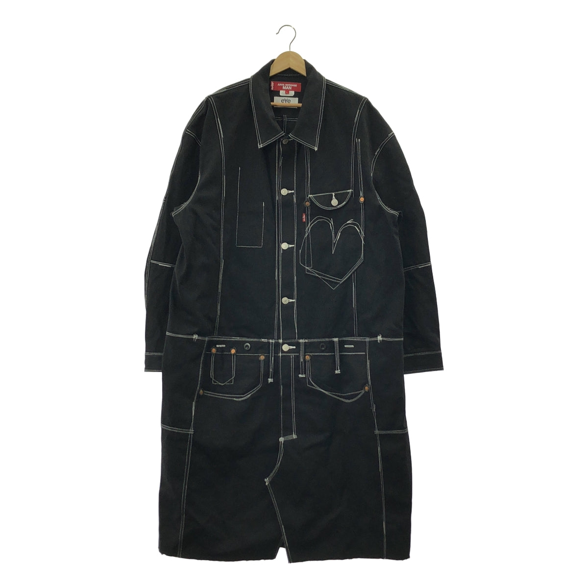 【미품】 JUNYA WATANABE MAN / 준야와타나베만 | 2023AW | × Levi's 리바이스 / 코튼 블랙 데님 코트 | L | 블랙 | 남성