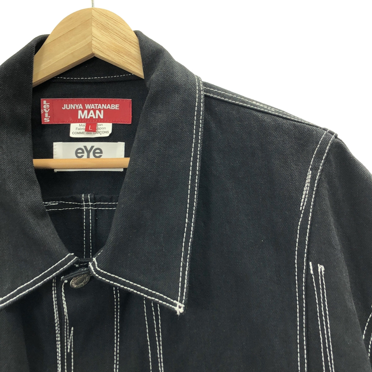 【미품】 JUNYA WATANABE MAN / 준야와타나베만 | 2023AW | × Levi's 리바이스 / 코튼 블랙 데님 코트 | L | 블랙 | 남성