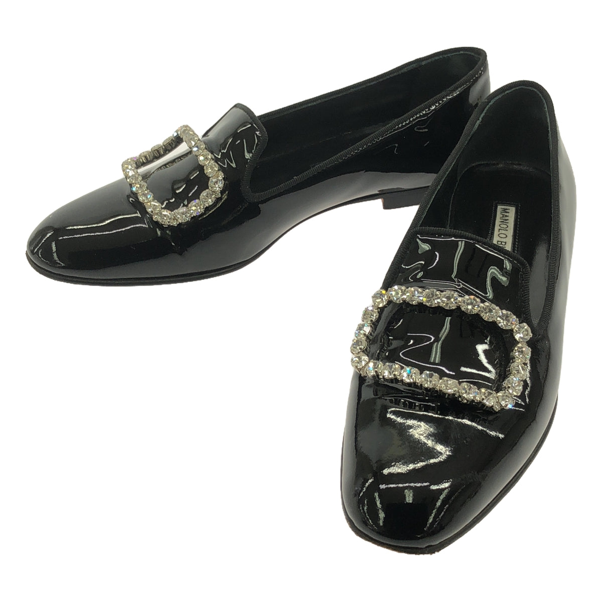 【美品】 MANOLO BLAHNIK / マノロブラニク | PILA パテント ローファー | 37.5 | ブラック | レディース
