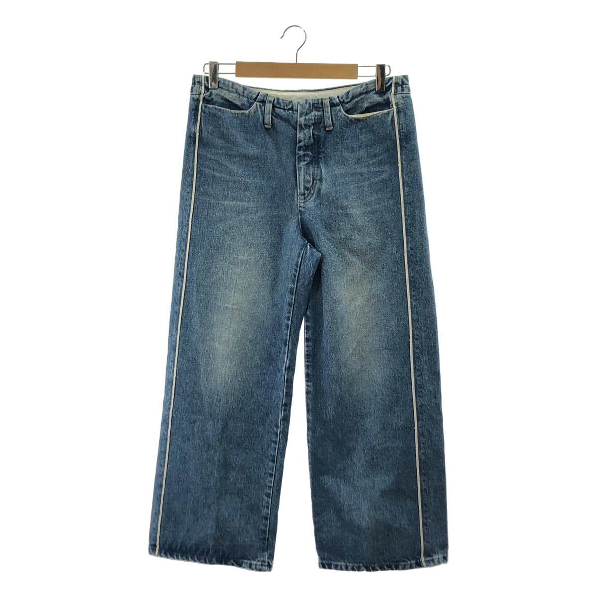 TANAKA / 타나카 | THE SELVEDGE JEAN TROUSERS 세르비치 사이드 라인 데님 팬츠 | 27 | VINTAGE BLUE / 빈티지 블루 | 여성