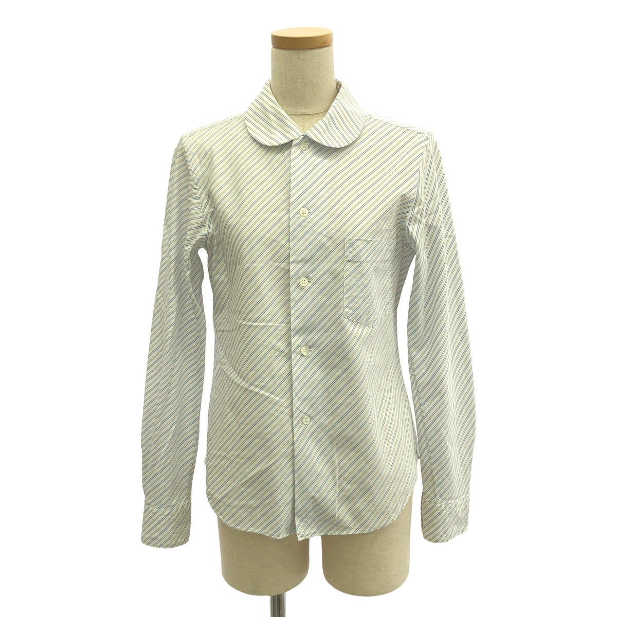 COMME des GARCONS SHIRT / 콤데 갤슨 셔츠 | 라운드 컬러 스트랩 셔츠 블라우스 | XS | 화이트/블루/블랙 | 여성