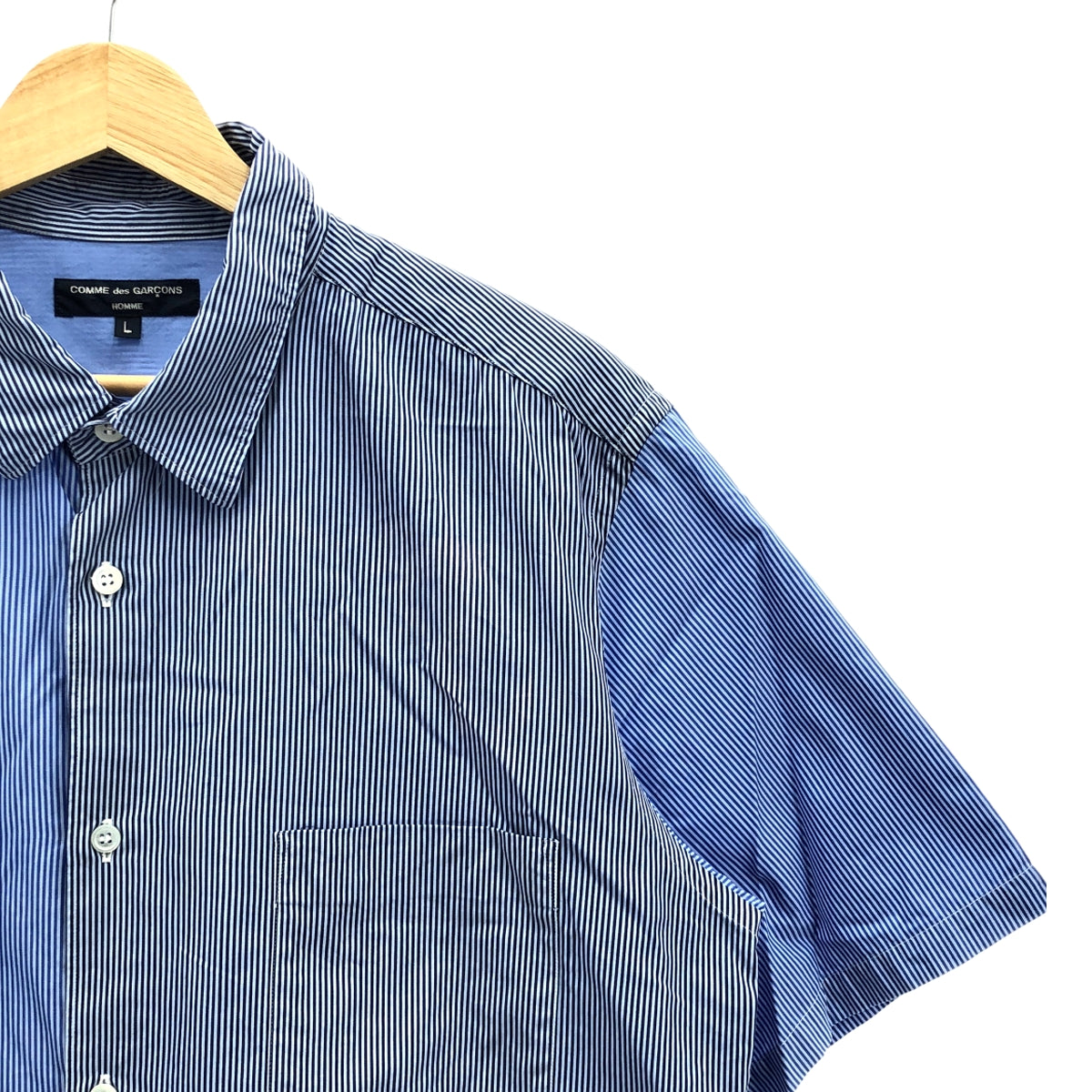 COMME des GARCONS HOMME | 2008AW | Crazy Pattern Striped Cotton Shirt | L | Men's