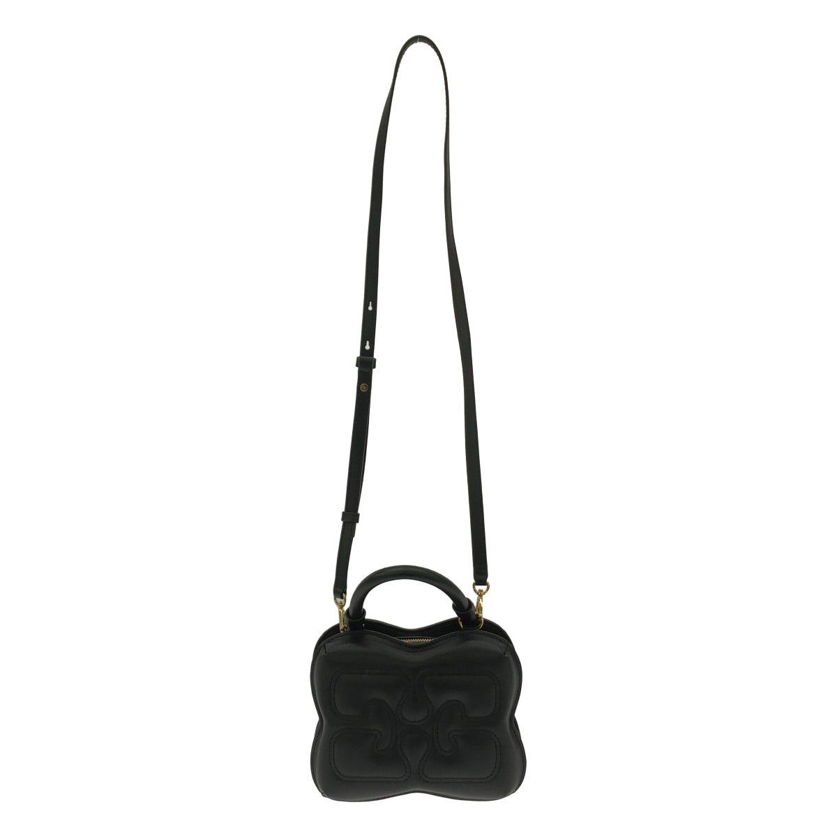 【미품】 Ganni / 가니 | BUTTERFLY CROSSBODY / 나비 크로스바디 2way 숄더 첨부 가죽 핸드백 | one size | 블랙 | 여성