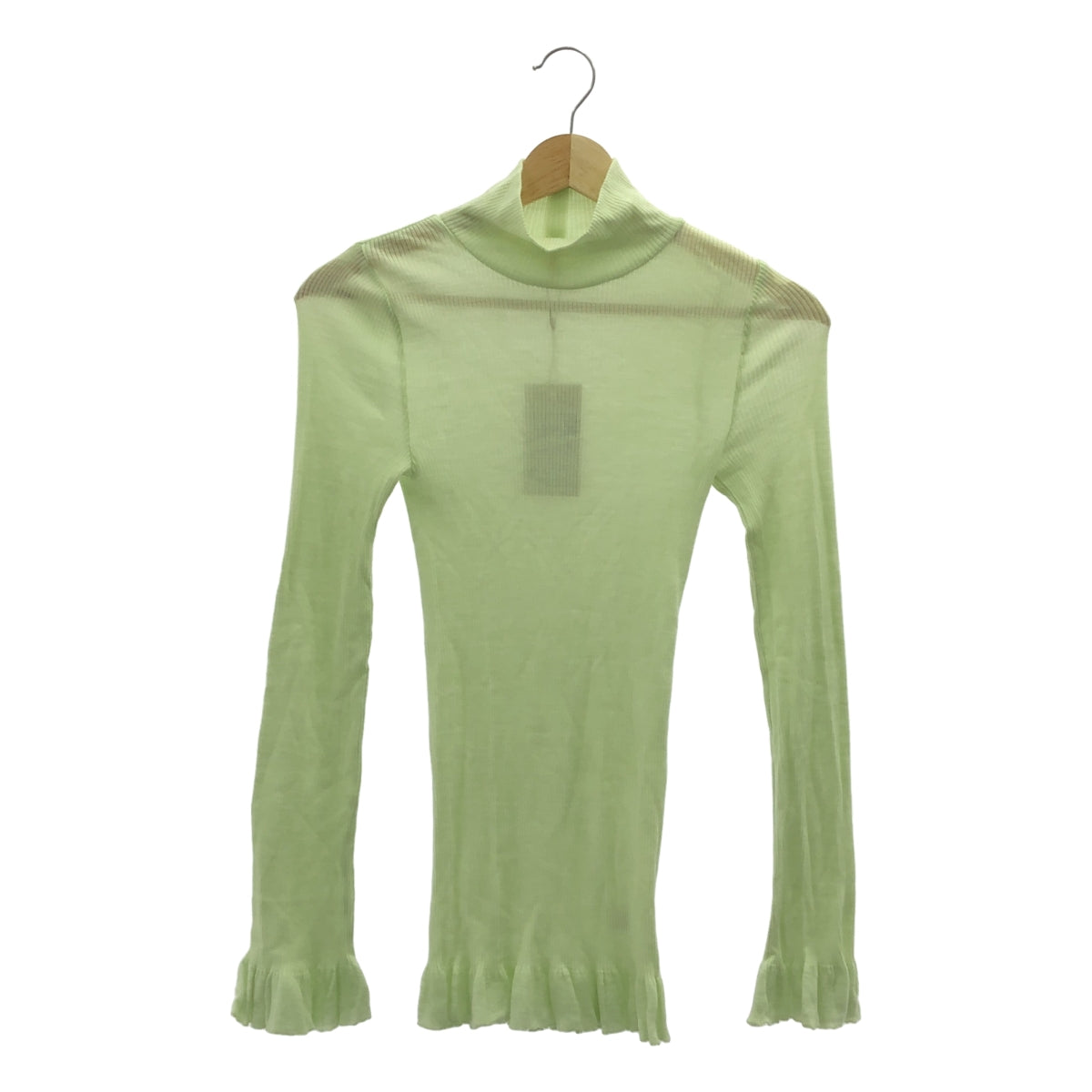 【미품】 babaco / 바바코 | Fine Wool Ribbed Turtleneck 터틀넥 니트 | F | 라임 | 여성