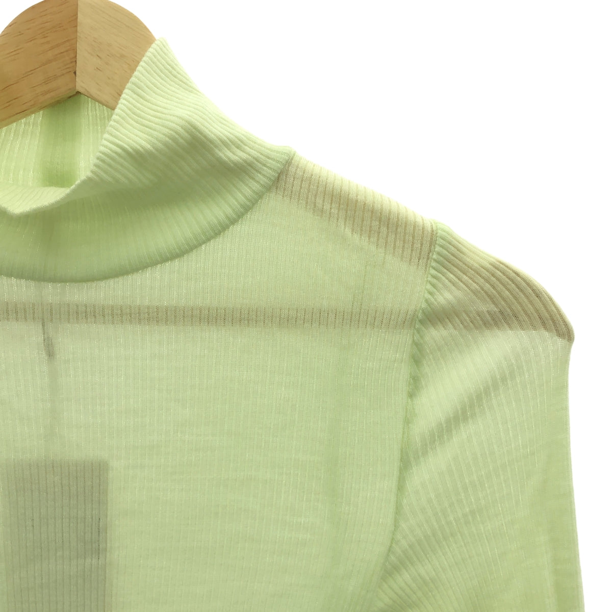 【미품】 babaco / 바바코 | Fine Wool Ribbed Turtleneck 터틀넥 니트 | F | 라임 | 여성