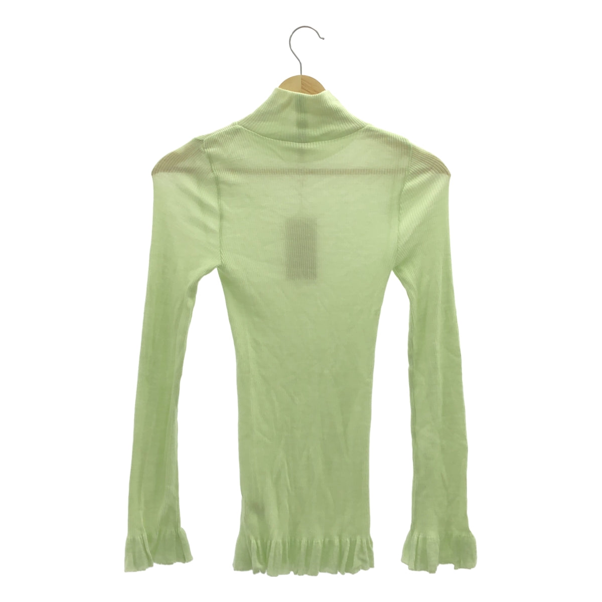 【미품】 babaco / 바바코 | Fine Wool Ribbed Turtleneck 터틀넥 니트 | F | 라임 | 여성