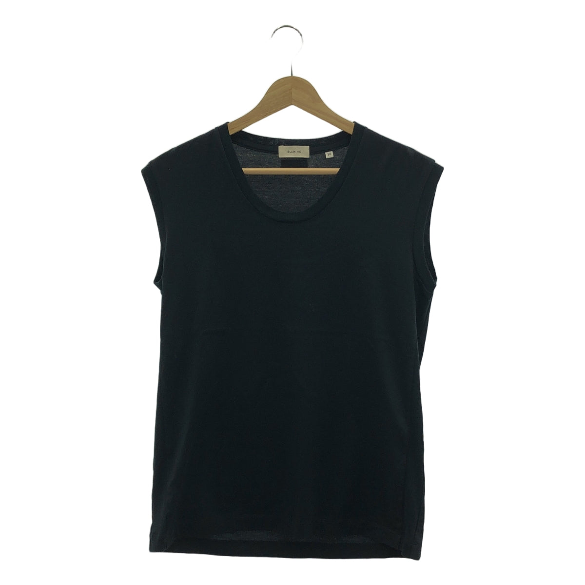 BLAMINK | PRE Logo Patch Sleeveless Crew Neck T-Shirt Cut and Sew | Size 36 | Women's