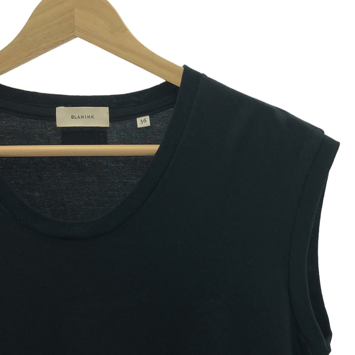 BLAMINK | PRE Logo Patch Sleeveless Crew Neck T-Shirt Cut and Sew | Size 36 | Women's