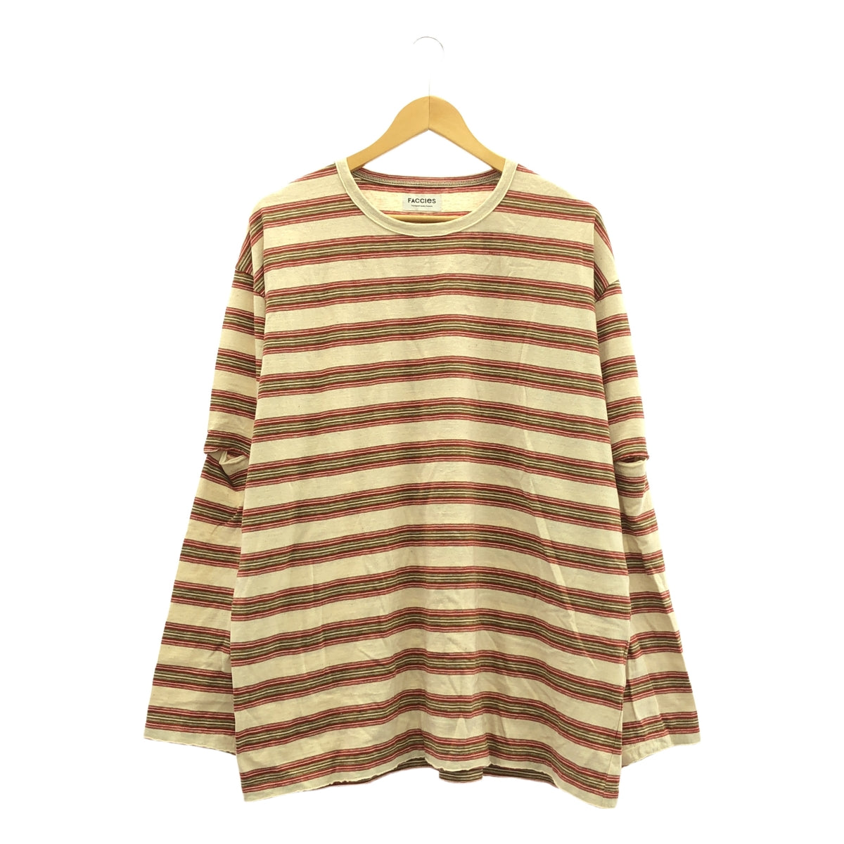 【미품】 FACCIES / 패치 | 2025SS | Vintage Border Detachable Sleeves LS 빈티지 테두리 분리형 슬리브 티셔츠 | 3 | 멀티 컬러 | 남성