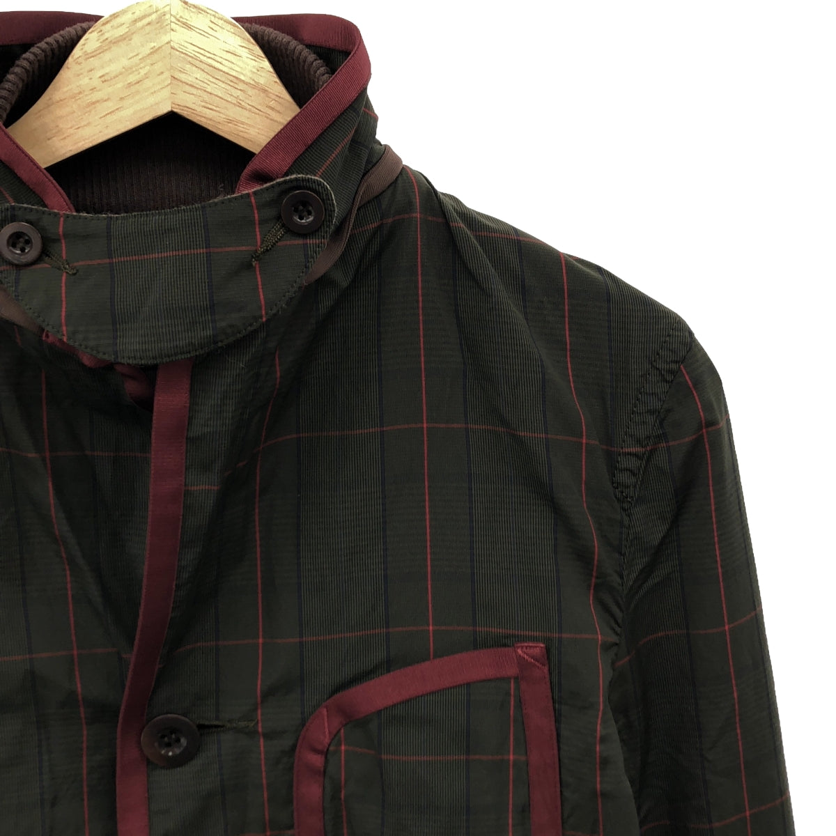 sacai / Sacai | Polyester silk piping design jacket / Re-layered single-breasted jacket with chin strap | 2 | Men's