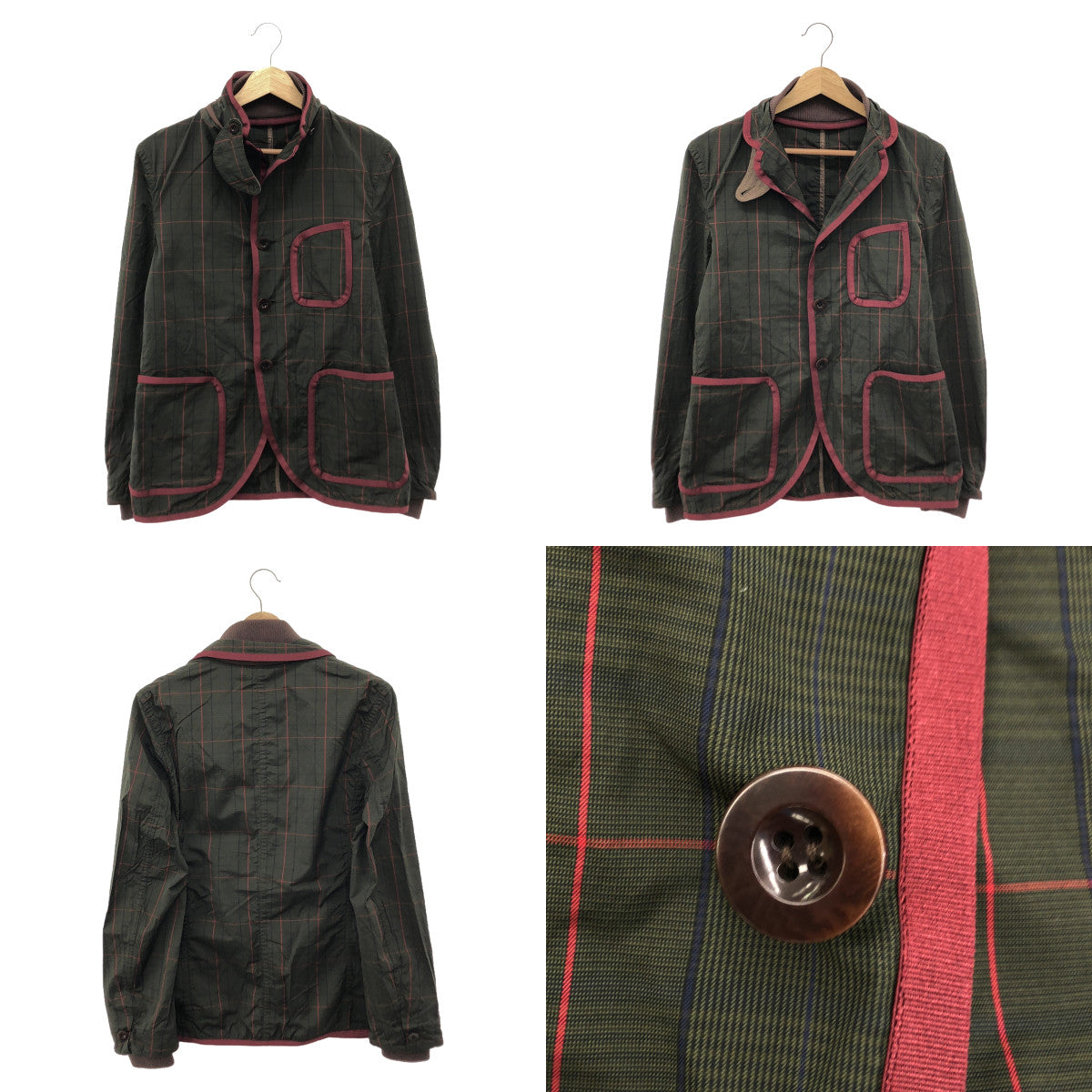 sacai / Sacai | Polyester silk piping design jacket / Re-layered single-breasted jacket with chin strap | 2 | Men's