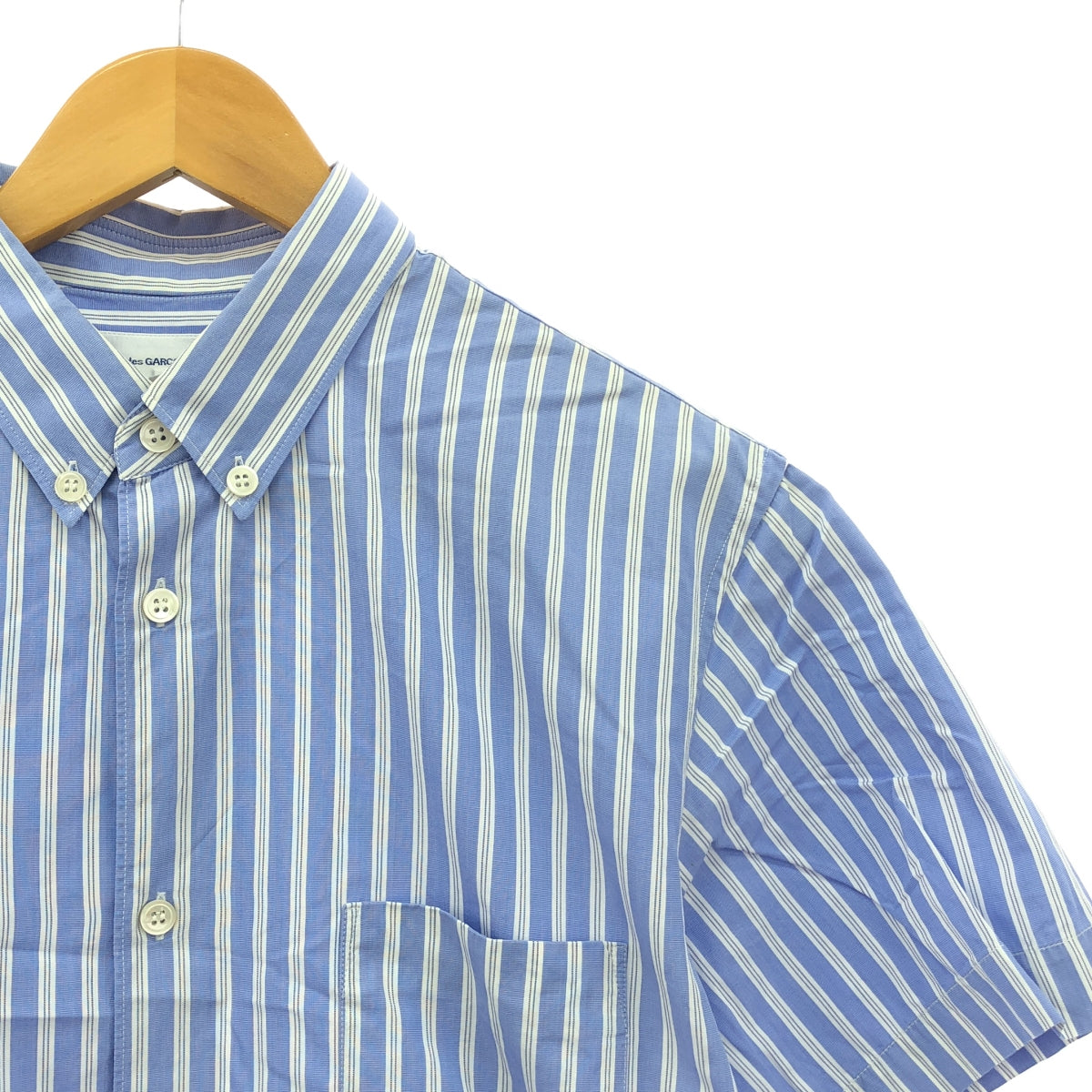 COMME des GARCONS SHIRT / コムデギャルソンシャツ | コットン ストライプ 半袖シャツ | L | ブルー | メンズ