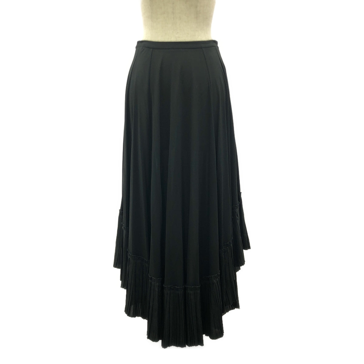 【美品】 JIL SANDER / ジルサンダー | レーヨン ワイドシルエット バックジップ シアー プリーツ スカート | 32 | ブラック | レディース
