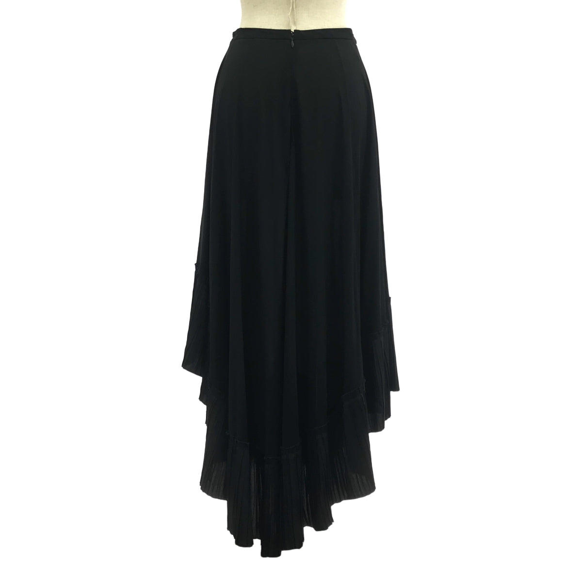 【美品】 JIL SANDER / ジルサンダー | レーヨン ワイドシルエット バックジップ シアー プリーツ スカート | 32 | ブラック | レディース