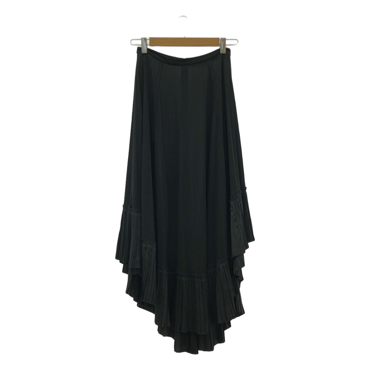 【美品】 JIL SANDER / ジルサンダー | レーヨン ワイドシルエット バックジップ シアー プリーツ スカート | 32 | ブラック | レディース