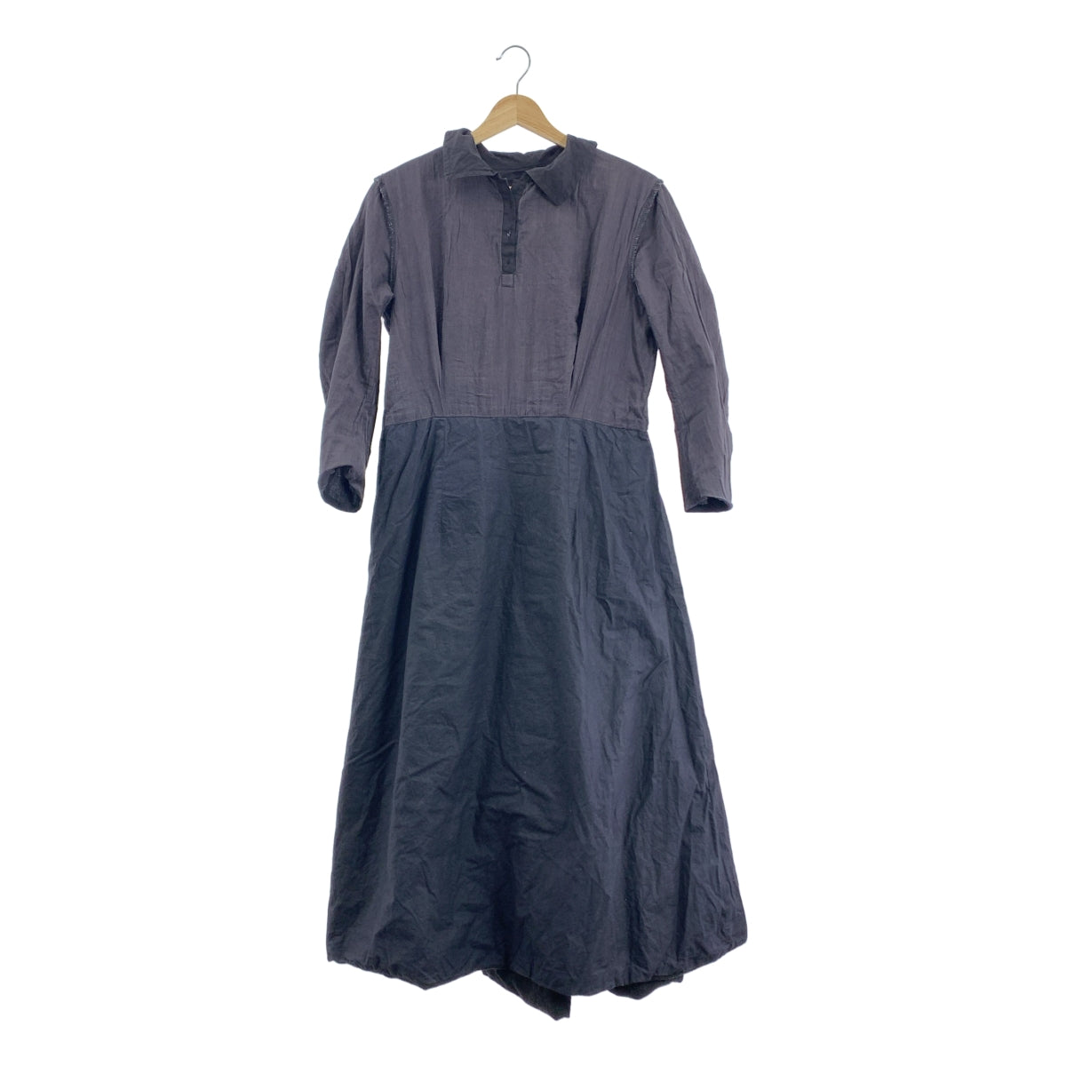 【미품】 Paul Harnden / 폴 하덴 | tweed dress / 다른 소재 전환 트위드 셔츠 원피스 / 총 안감 | L | black / gray | 여성