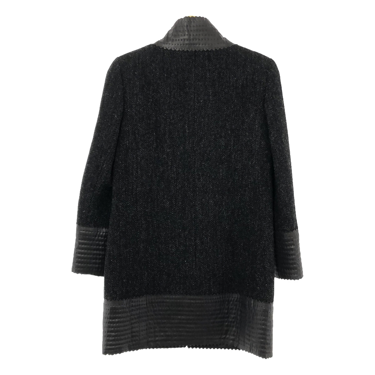 【미품】 CHANEL / 샤넬 | 울 헤링본 트위드 램 스킨 트리밍 안감 실크 지퍼 코트 | 36 | 회색 | 여성