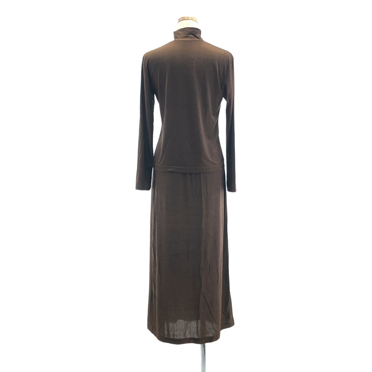 ISSEY MIYAKE / イッセイミヤケ | セットアップ ハイネック ストレッチ カットソー / ストレッチ スカート | M | ブラウン | レディース