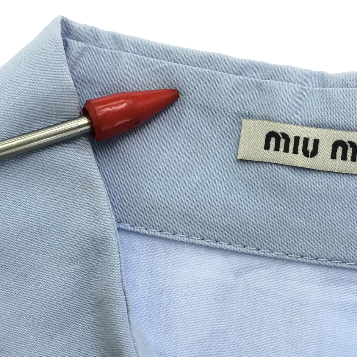 miu miu / 뮤 뮤 | 2020AW | 코튼 캣 헝겊 비쥬 버튼 | 38 | 라이트 블루 | 여성