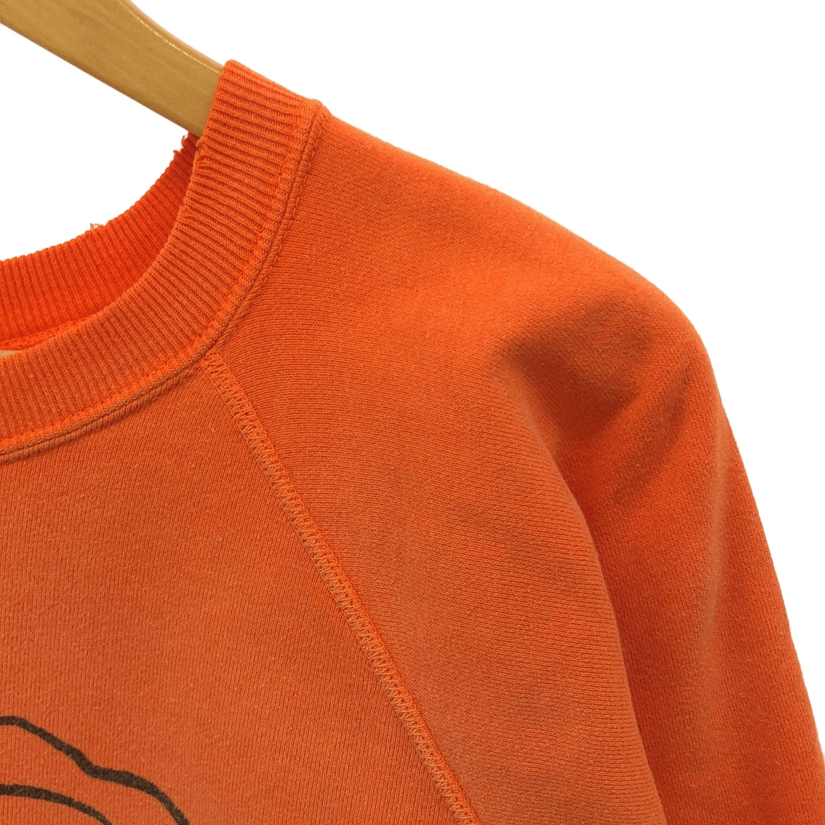 SAINT MICHAEL Mxxxxxx / セントマイケル | 2023AW | コットン ヴィンテージ加工 プリント クルーネック スウェット | L | オレンジ | メンズ