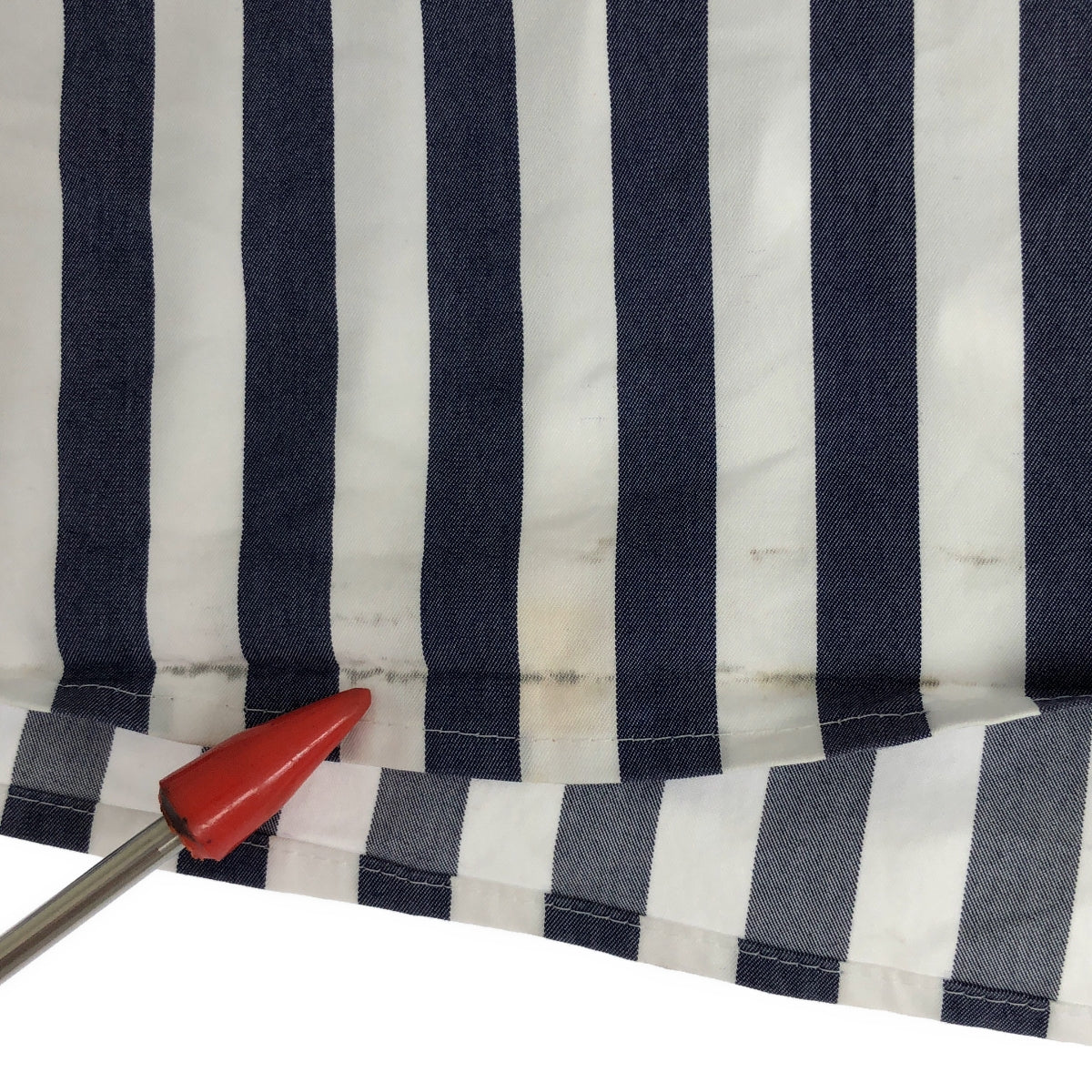 HYKE | 2022SS | T/C STRIPED GATHERED DRESS | 1 | White/Navy | Women's