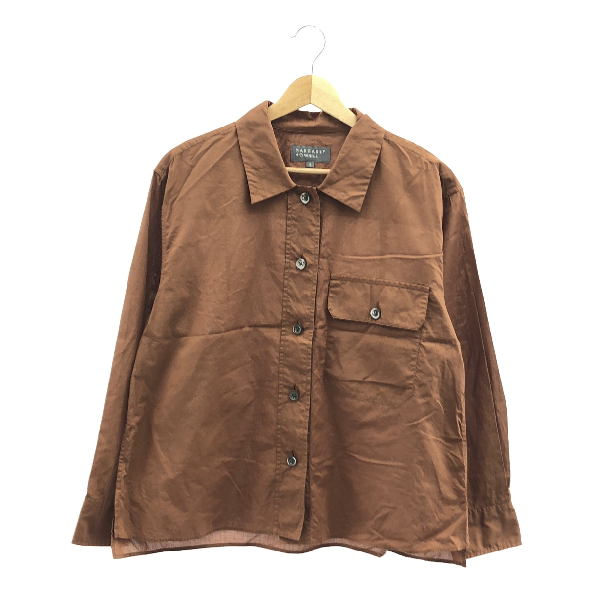 MARGARET HOWELL / 마가렛 하웰 | 워시드 코튼 긴팔 셔츠 | 2 | 브라운 | 여성