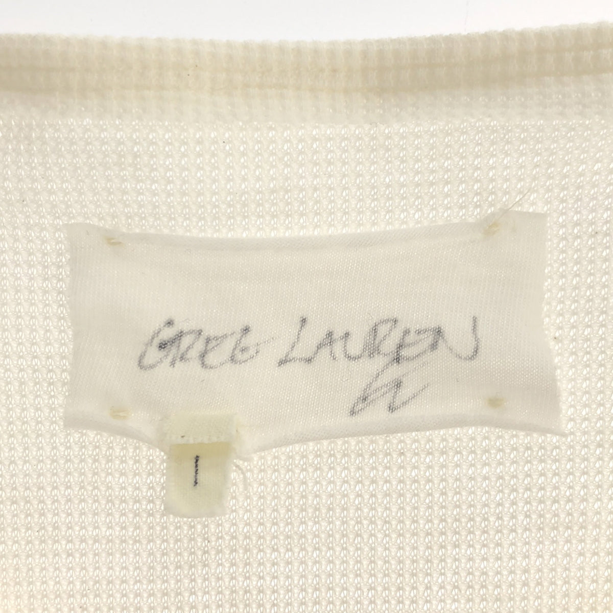 GREG LAUREN / グレッグローレン | コットン サーマル ロングスリーブ カットソー | S | オフホワイト | メンズ