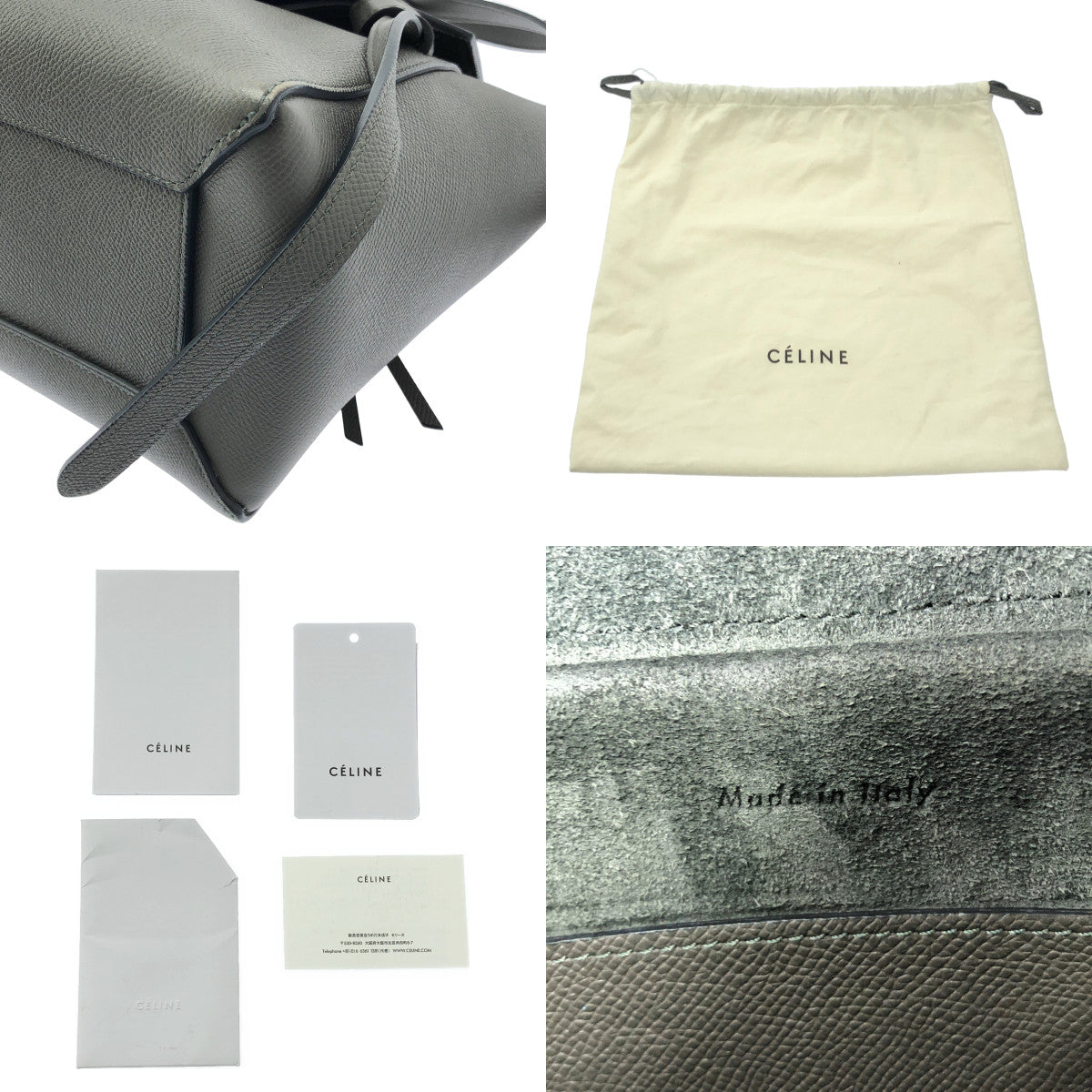 【미품】 CELINE / 셀린느 | MICRO BELT BAG / 2way 숄더 포함 마이크로 벨트 핸드백 | 회색 | 여성