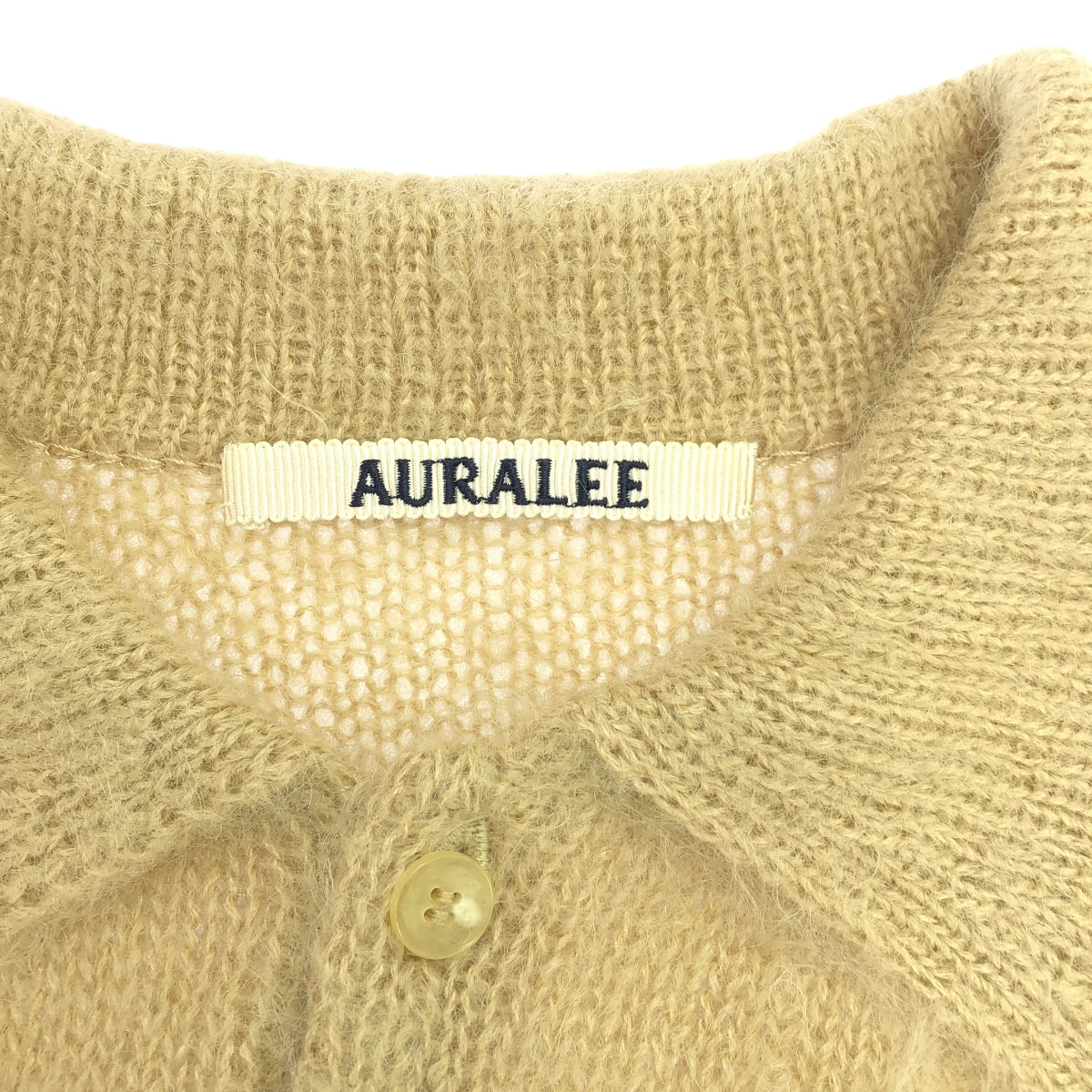AURALEE / オーラリー | BRUSHED SUPER KID MOHAIR KNIT SHORT POLO ポロニット | 1 | ベージュ | レディース