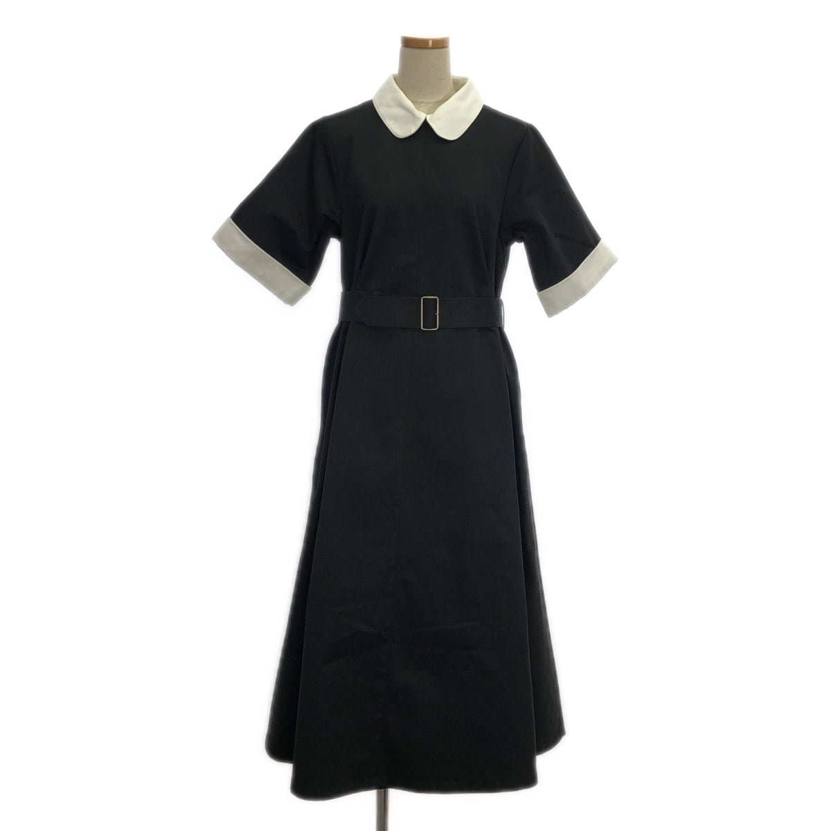 foufou / フーフー | 2022SS | round collar bicolor one piece ラウンドカラーバイカラーワンピース | 1(M+) | ホワイト/ブラック | レディース