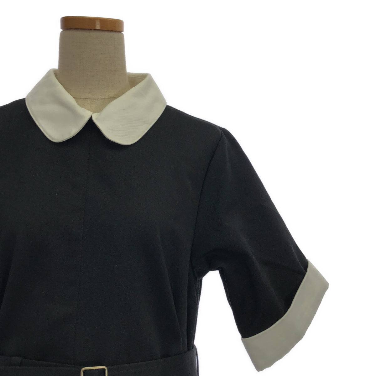 foufou / フーフー | 2022SS | round collar bicolor one piece ラウンドカラーバイカラーワンピース | 1(M+) | ホワイト/ブラック | レディース
