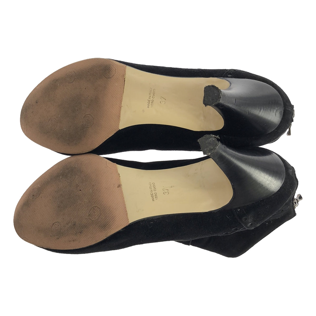 佩利科 | MISTRAL 80 絨面革徽章後拉鍊短靴高跟短靴 | 37 |黑色 |女性的