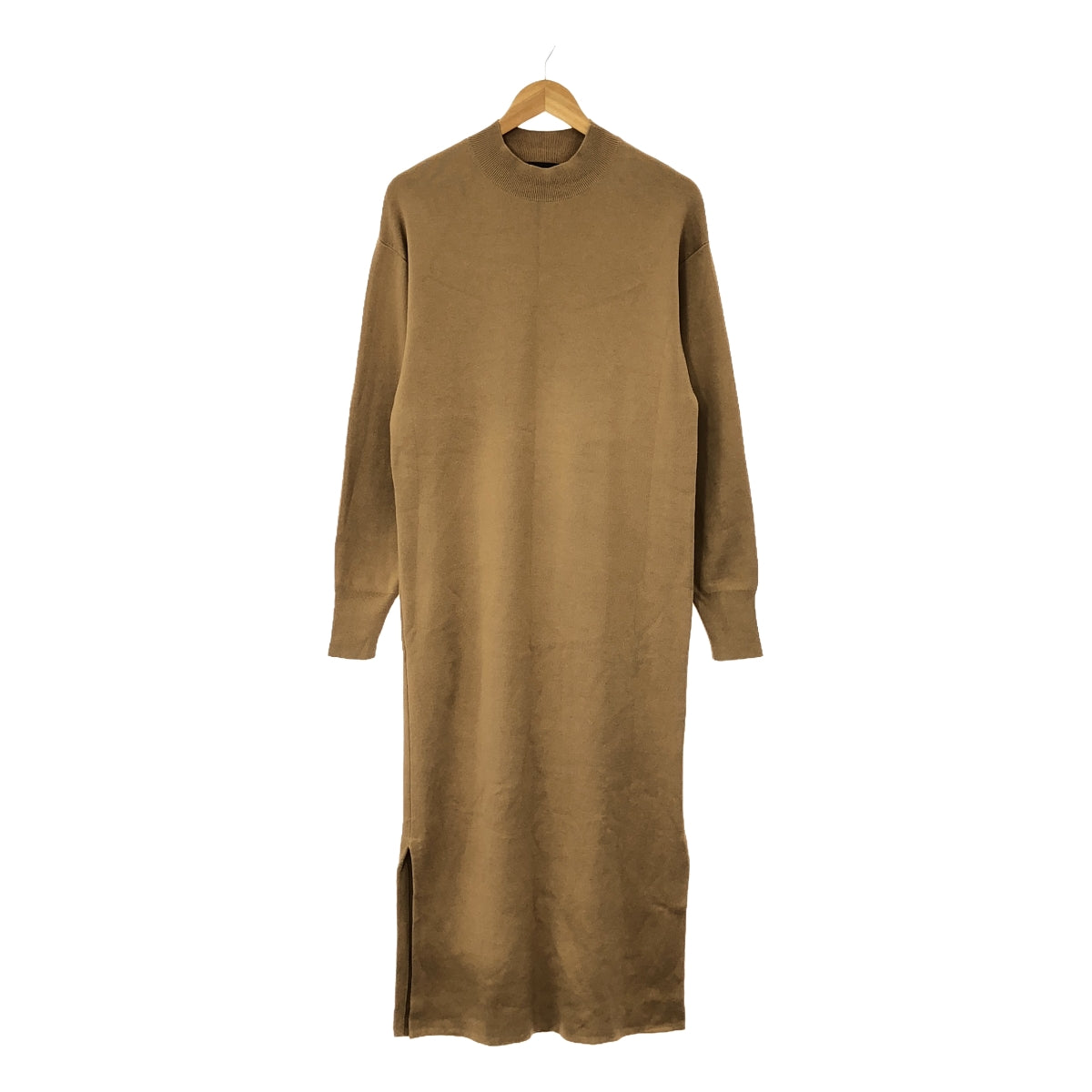 CABaN / キャバン | コットンカシミヤ スリット ハイネックワンピース | M | ブラウン | レディース