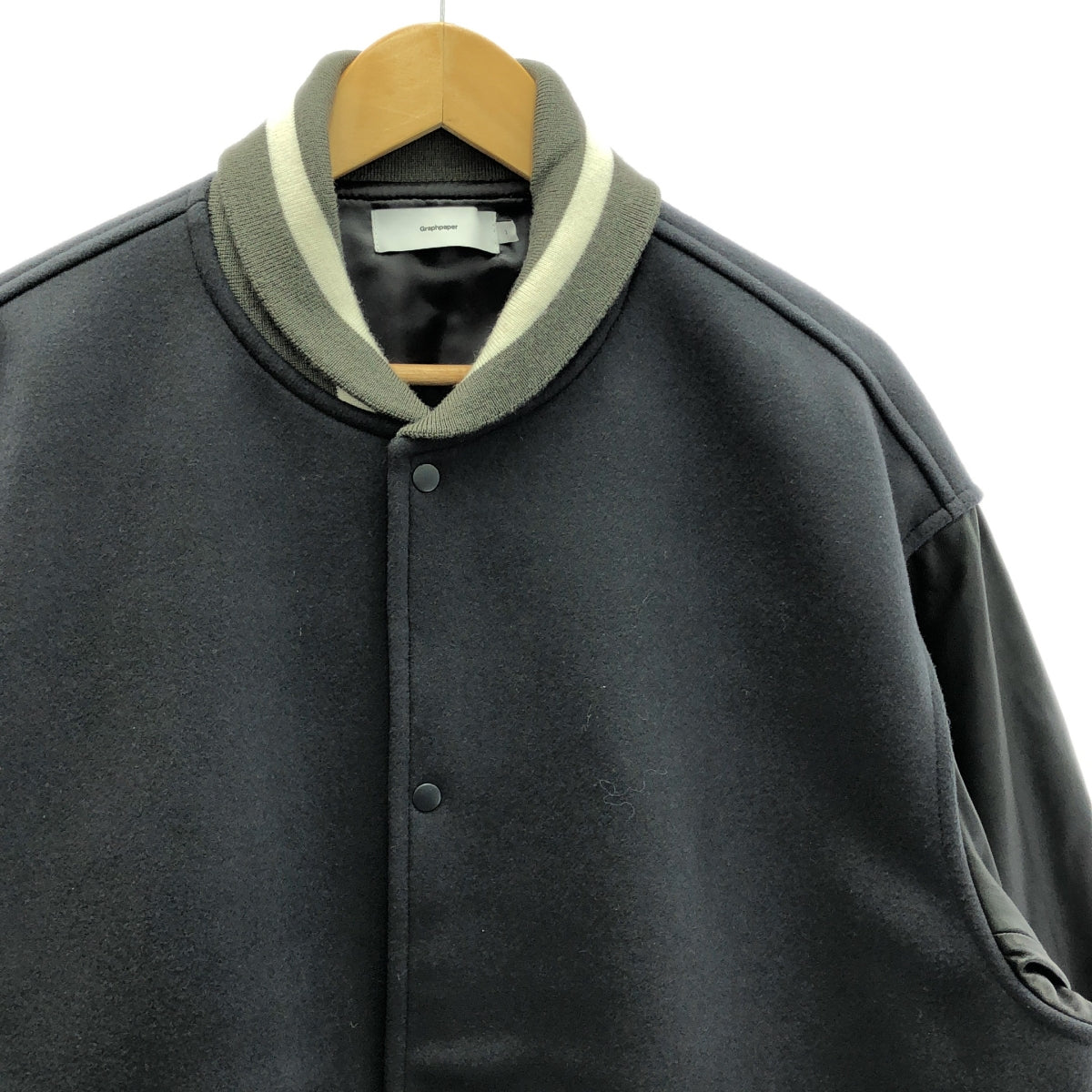 Graphpaper / グラフペーパー | SCALE OFF MELTON STADIUM JACKET / レザースリーブ アワードジャケット ブルゾン / 総裏地 | 2 | グリーン | メンズ