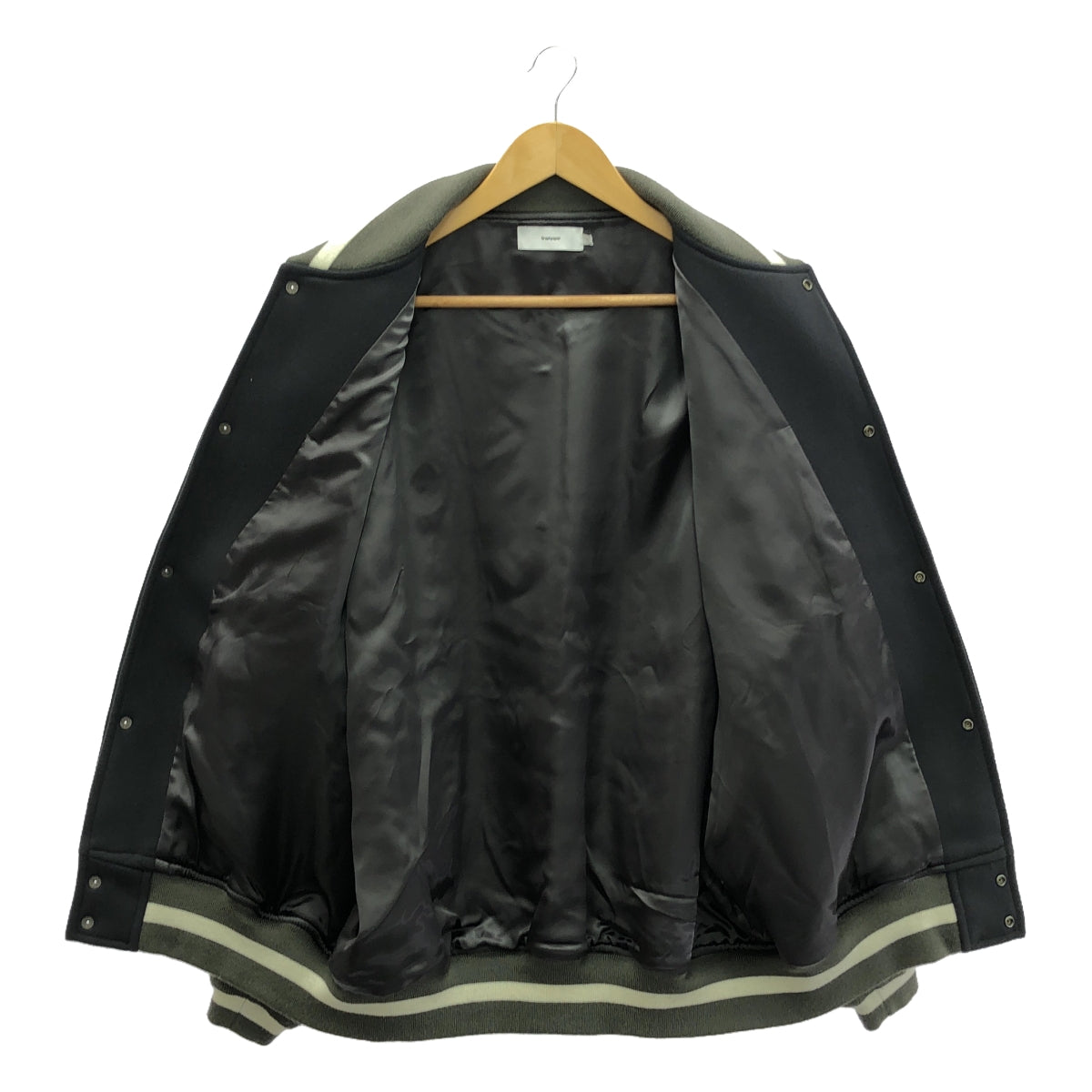 Graphpaper / グラフペーパー | SCALE OFF MELTON STADIUM JACKET / レザースリーブ アワードジャケット ブルゾン / 総裏地 | 2 | グリーン | メンズ