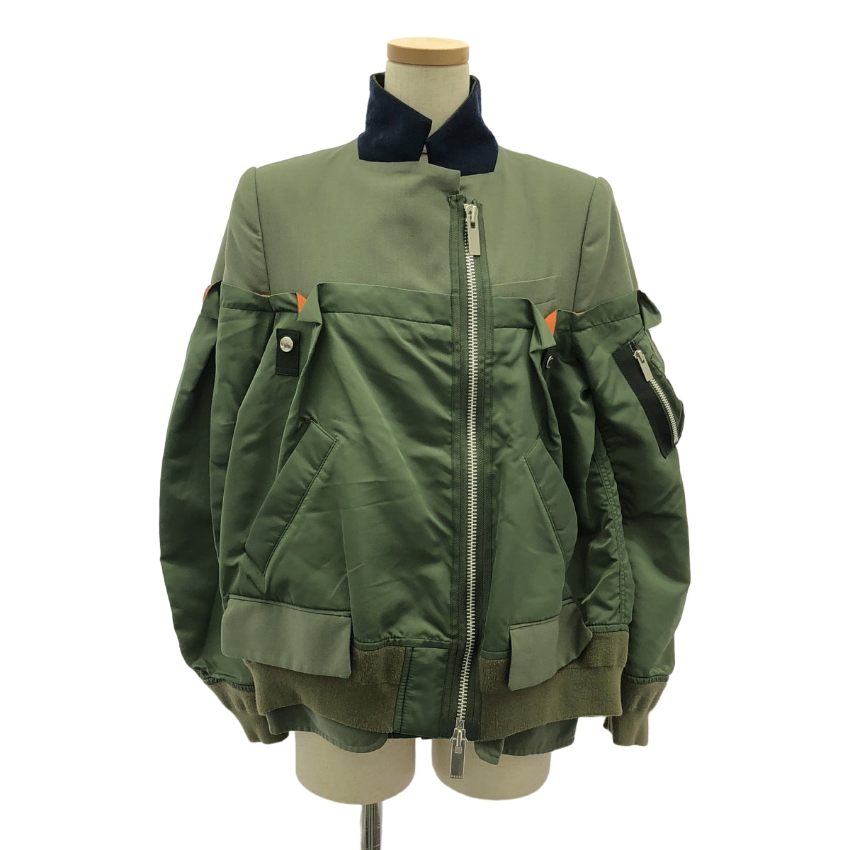 sacai / サカイ | 2021AW | MA-1 Bomber Jacket / 異素材 切替 ドッキング ミリタリー フライト ボンバー ジャケット ブルゾン | 2 | レディース
