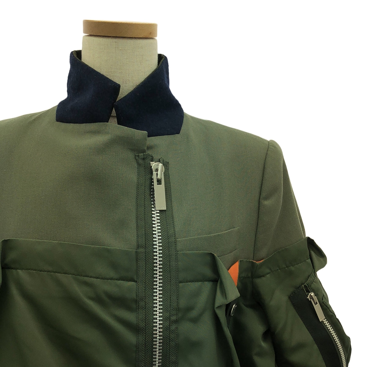 sacai / サカイ | 2021AW | MA-1 Bomber Jacket / 異素材 切替 ドッキング ミリタリー フライト ボンバー ジャケット ブルゾン | 2 | レディース