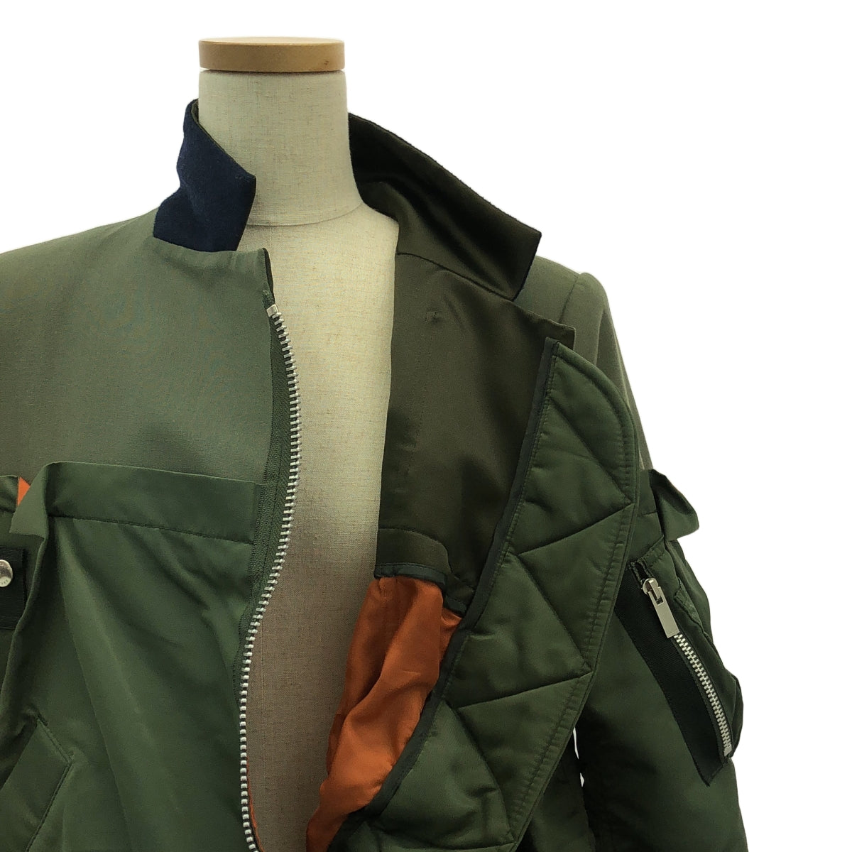 sacai / サカイ | 2021AW | MA-1 Bomber Jacket / 異素材 切替 ドッキング ミリタリー フライト ボンバー ジャケット ブルゾン | 2 | レディース