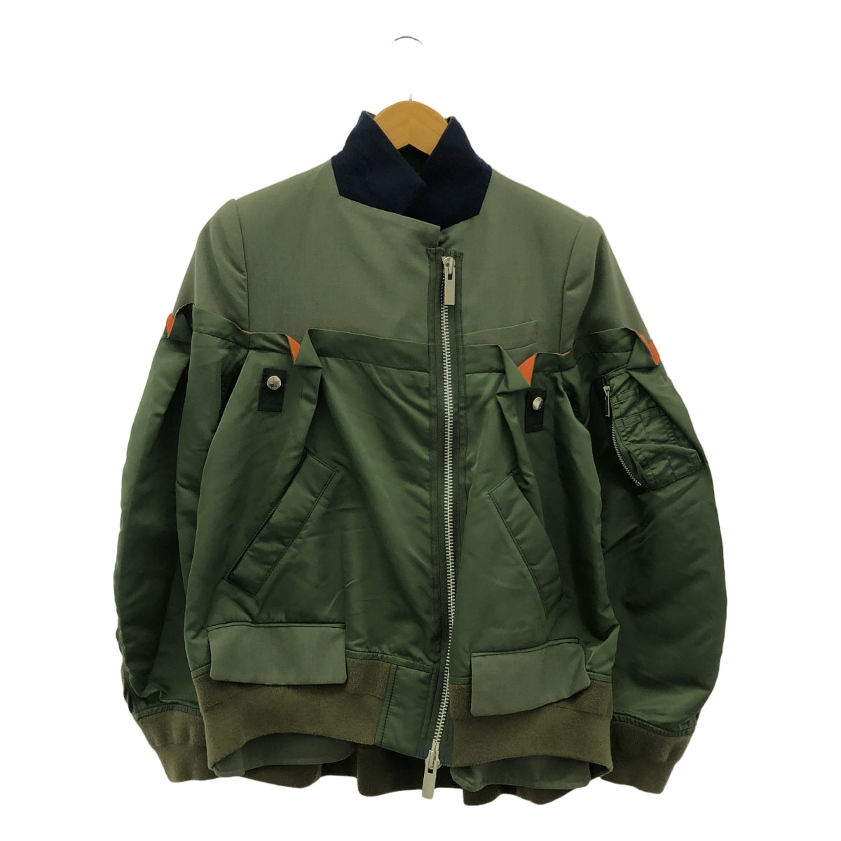 sacai / サカイ | 2021AW | MA-1 Bomber Jacket / 異素材 切替 ドッキング ミリタリー フライト ボンバー ジャケット ブルゾン | 2 | レディース
