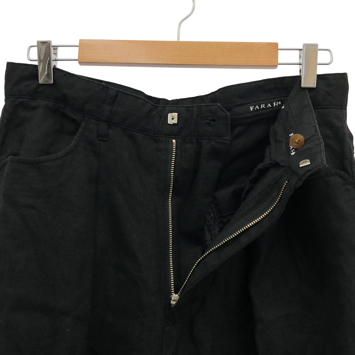 FARAH / 파라 | One-tuck Wide Tapered Pants / 린넨 와이드 슬랙스 팬츠 | 32 | 블랙 | 맨즈