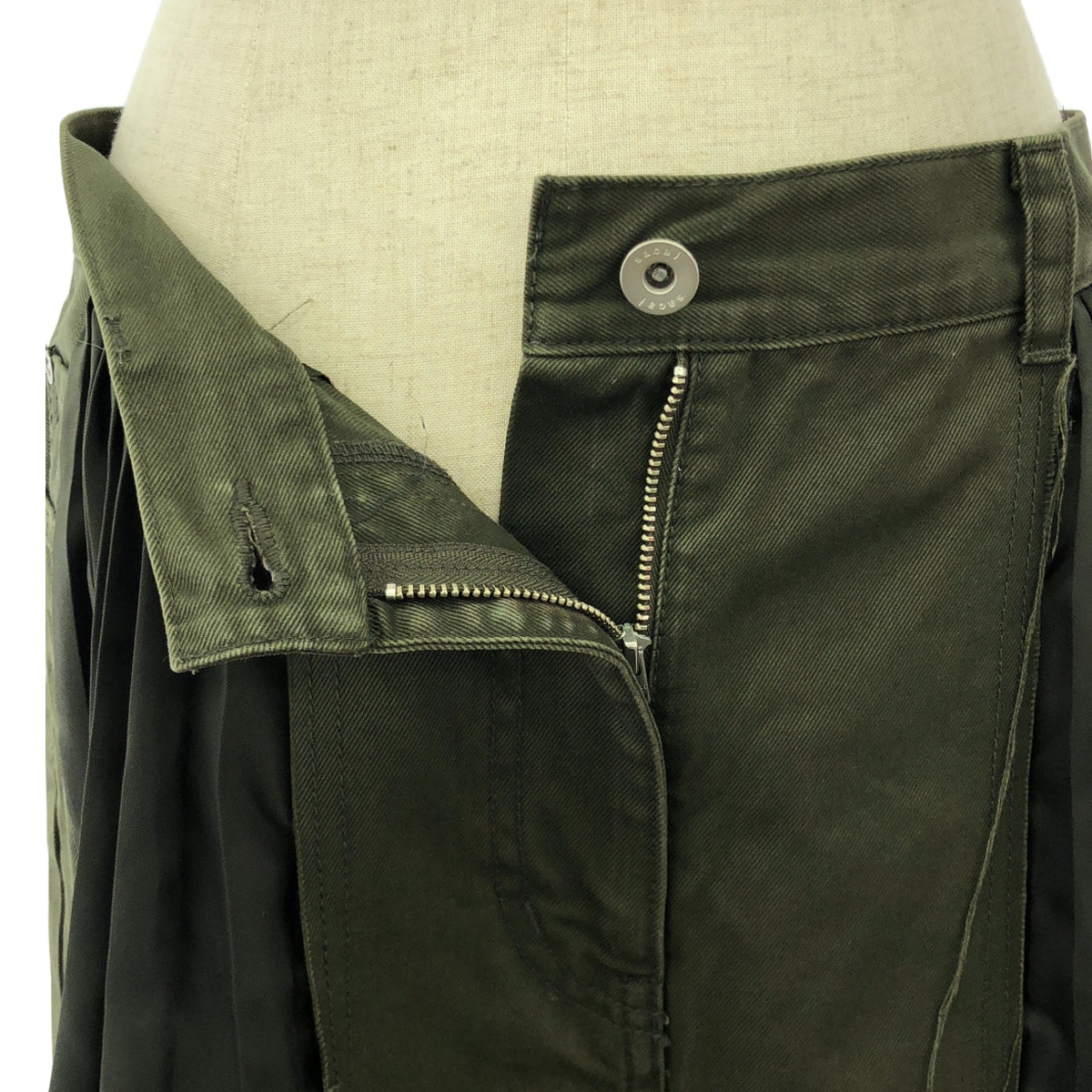 sacai / サカイ | デニム ミックス プリーツ 切替 スカート | 2 | レディース