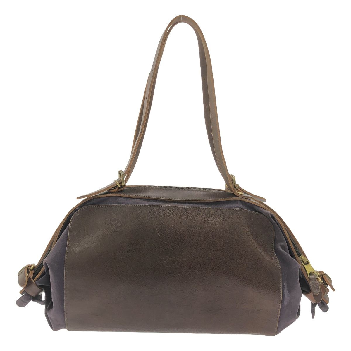 IL BISONTE | Candy Leather Canvas Tote Bag | Brown/Purple | Women's
