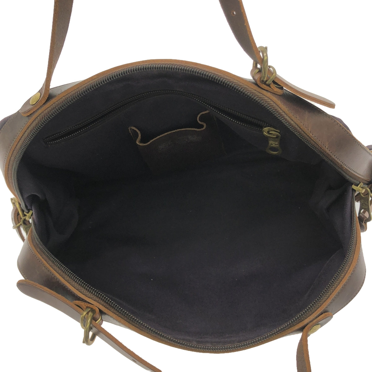 IL BISONTE | Candy Leather Canvas Tote Bag | Brown/Purple | Women's