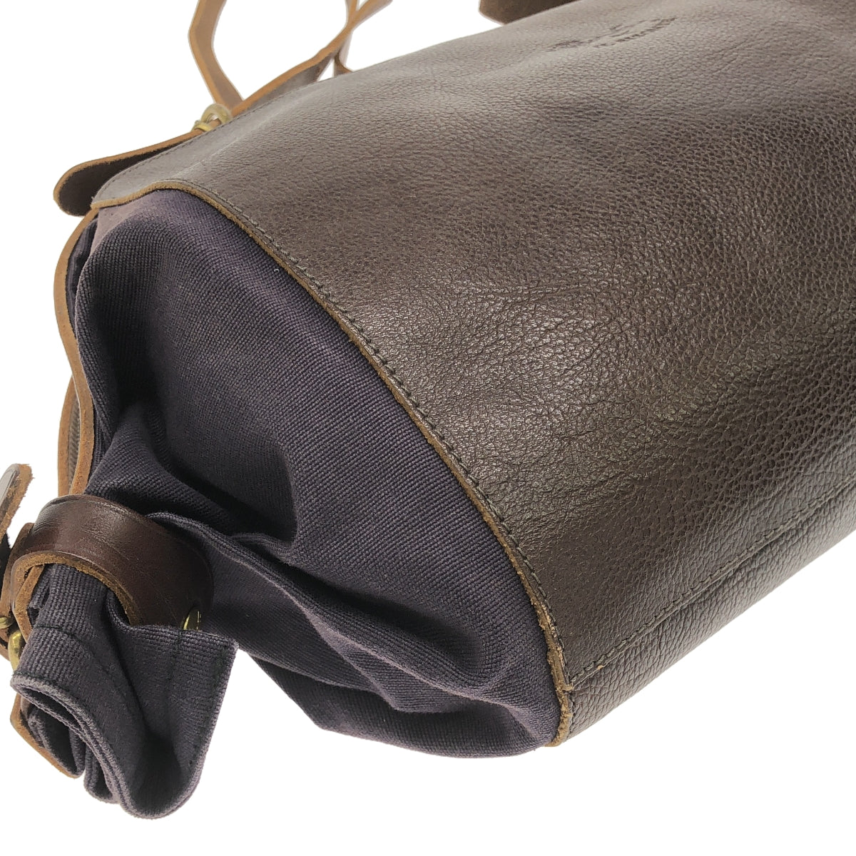 IL BISONTE | Candy Leather Canvas Tote Bag | Brown/Purple | Women's