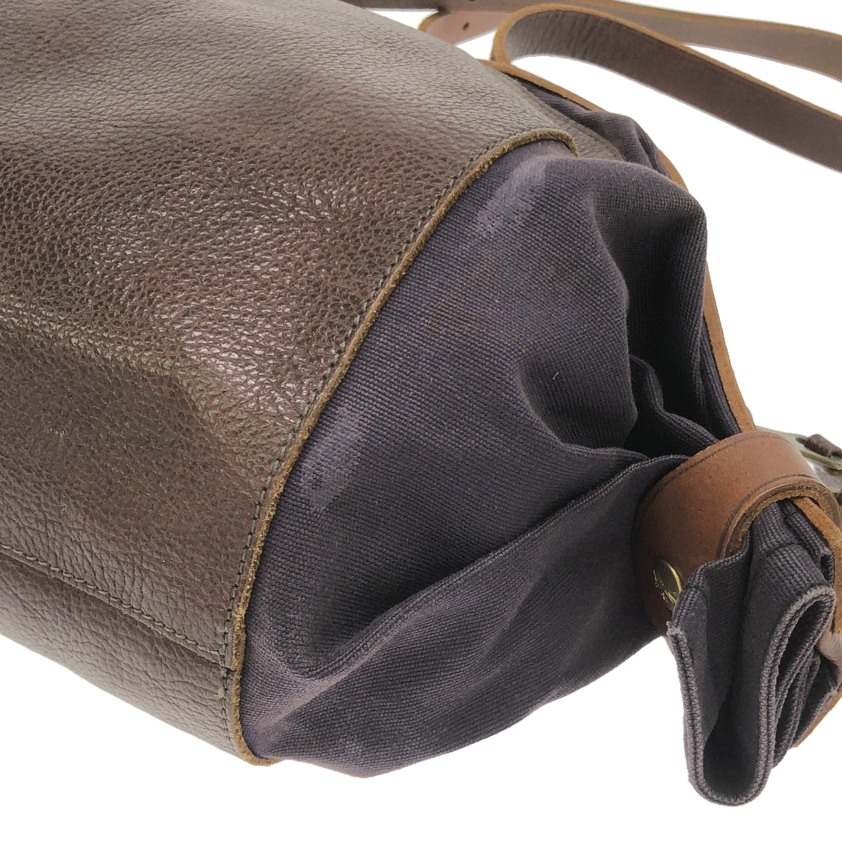 IL BISONTE | Candy Leather Canvas Tote Bag | Brown/Purple | Women's