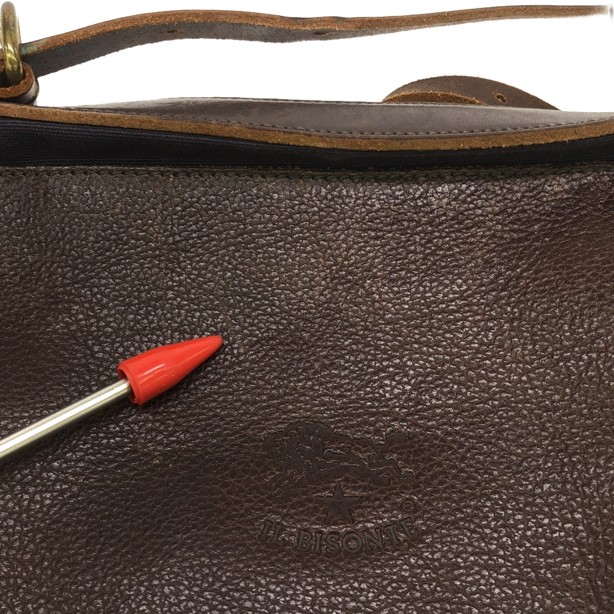 IL BISONTE | Candy Leather Canvas Tote Bag | Brown/Purple | Women's