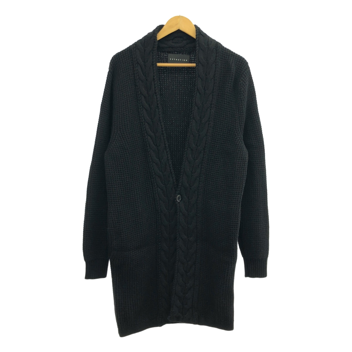 ETNATION | 羊毛粗針織長開襟衫 | L | 黑色 | 男款