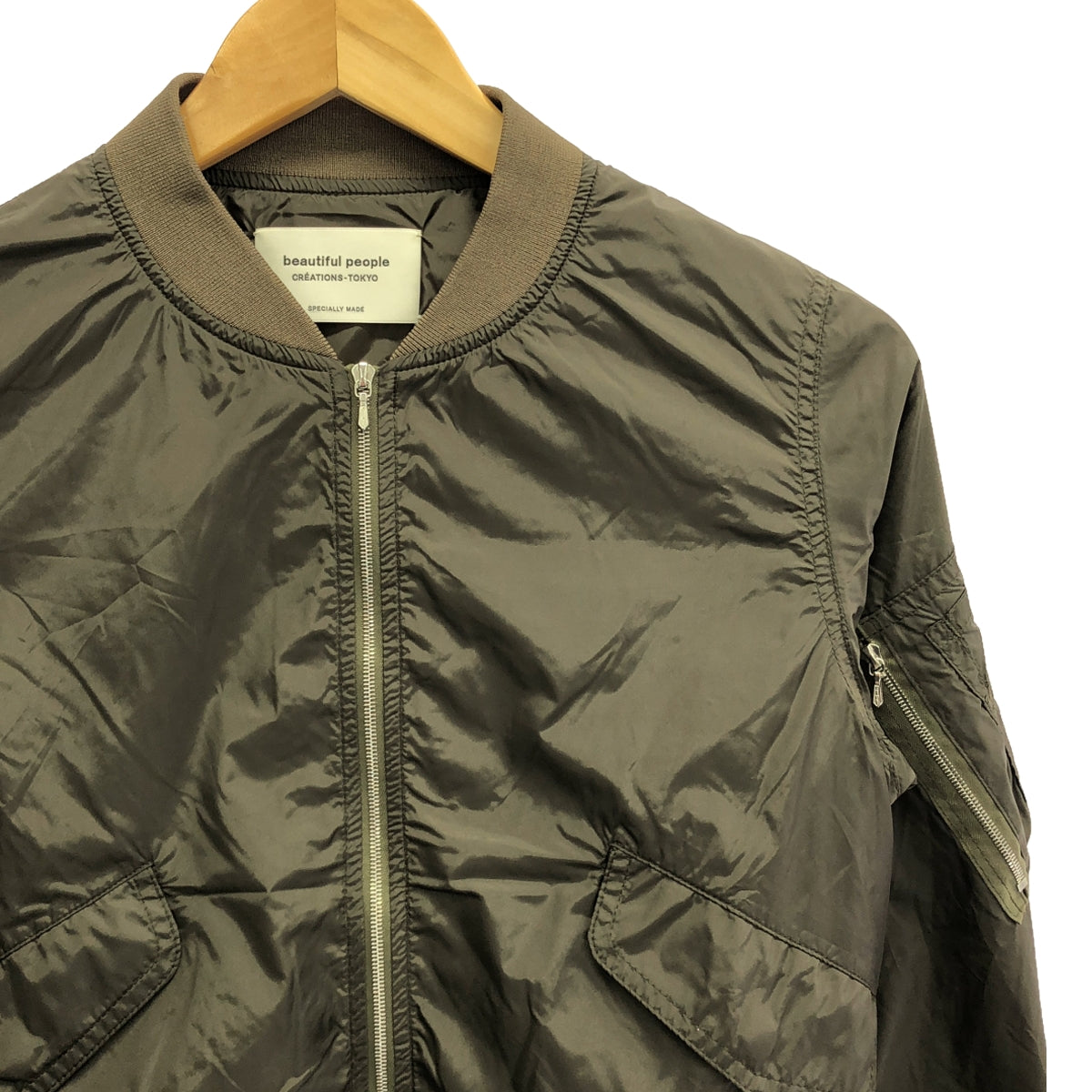 beautiful people | Nylon MA-1 Blouson | 140 | Khaki | Women's