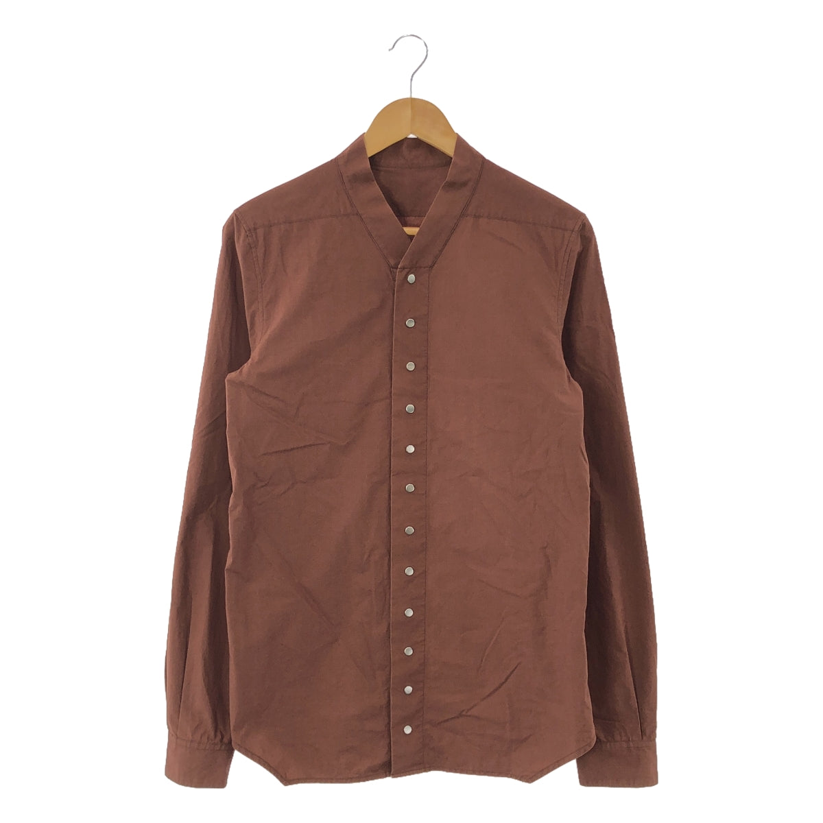【미품】 Rick Owens / 릭 오웬스 | 2021SS | SNAP COLLAR FAUN SHIRT 스냅 컬러 셔츠 | 46 | 브라운 | 남성